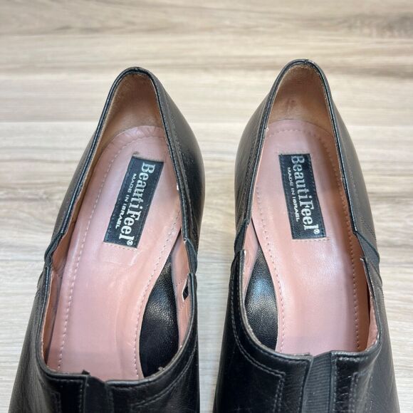 Beautifeel Shoes Womens 41 Lexie Pump Slip On Loafers Block Heels Black Leather - Picture 7 of 11